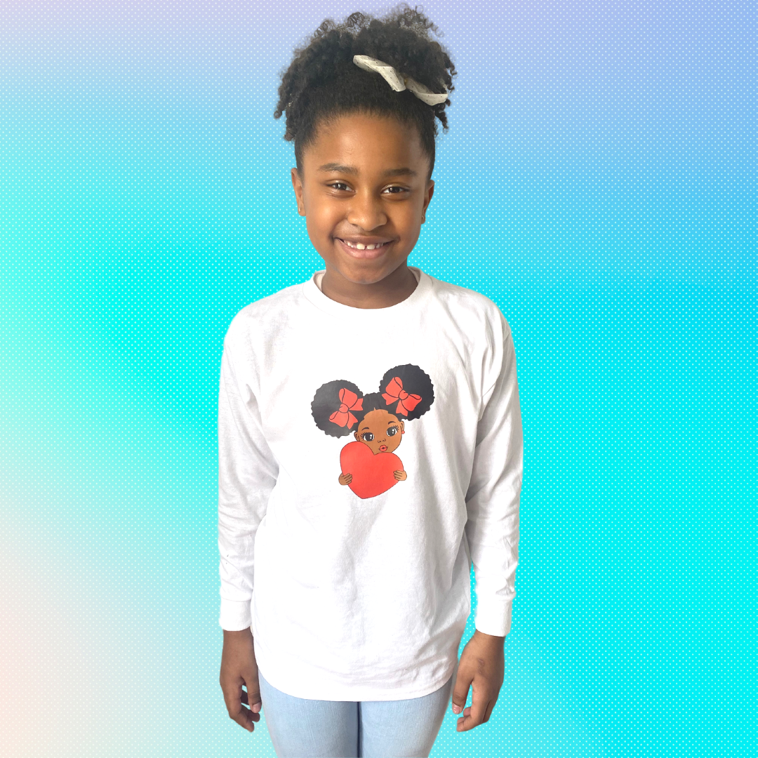 Little Girl with Heart T-Shirt